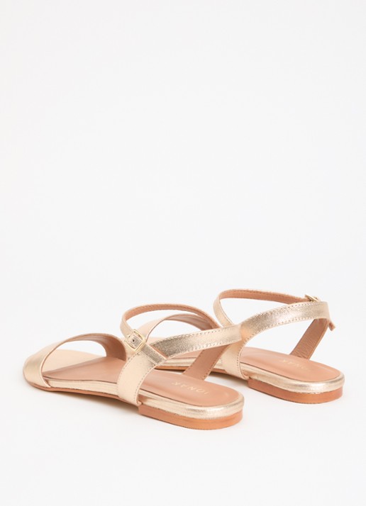 Jonak Wagram sandaal van schapenleer met metallic finish - achterkant 2 roségoud