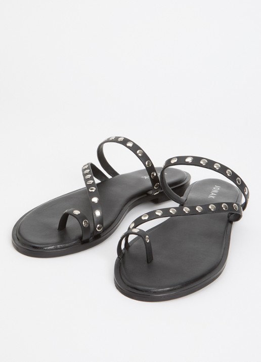 Jonak Wicket slipper van kalfsleer met studs - detail 2 zwart