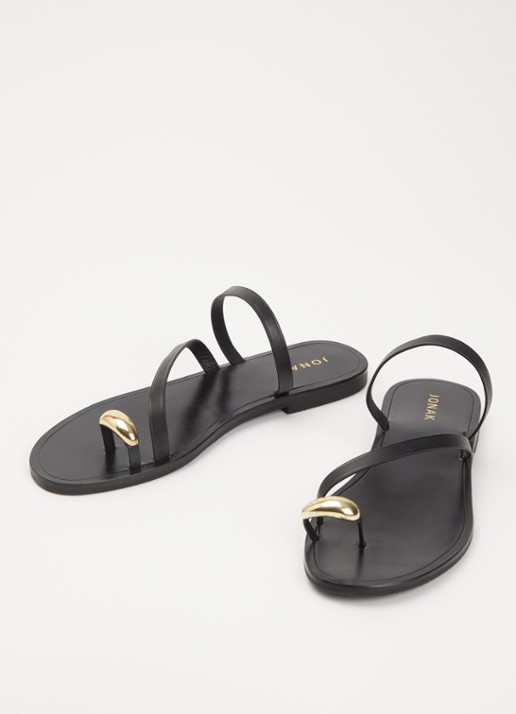 Jonak Wife slipper van kalfsleer - detail 2 zwart