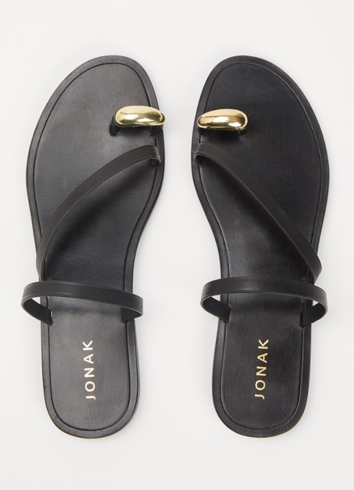 Jonak Wife slipper van kalfsleer - detail 3 zwart