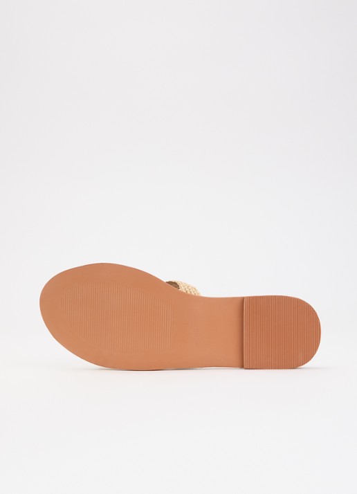 Jonak Wilou slipper van leer met raffia details - detail 5 camel