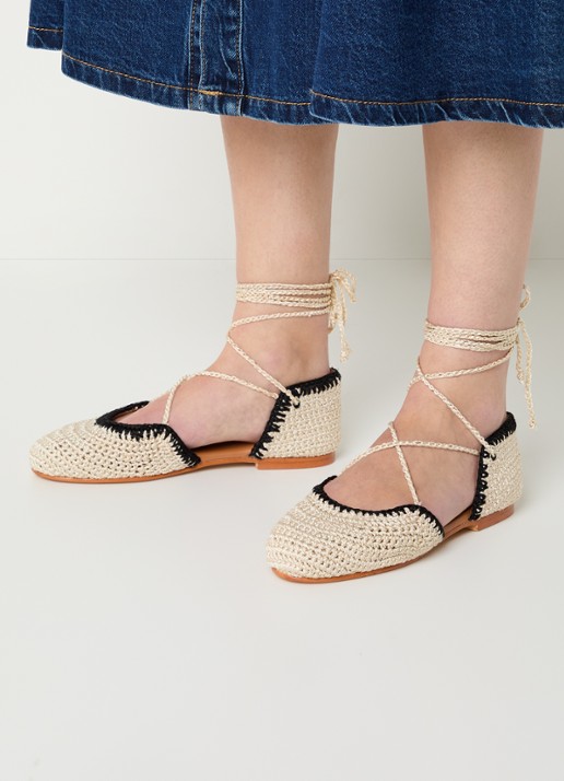 Jonak Wully ballerina met gebreid bovenwerk - voorkant 2 beige