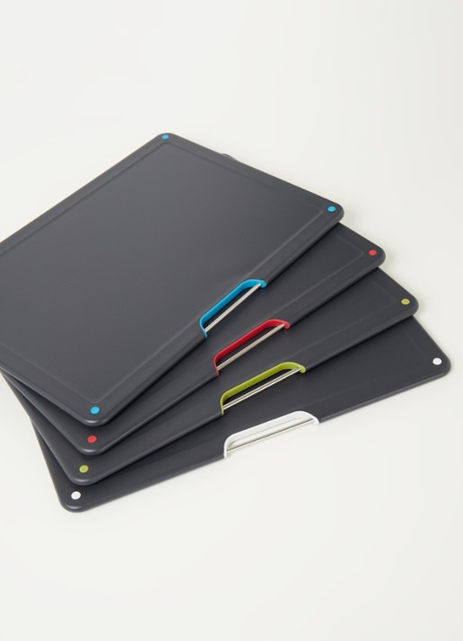 Joseph Joseph Folio Steel snijplank 34 x 24 cm set van 4 - detail zilver