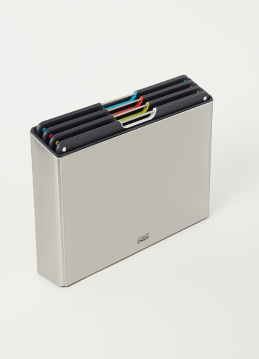 Joseph Joseph Folio Steel snijplank 34 x 24 cm set van 4 - voorkant 3 zilver