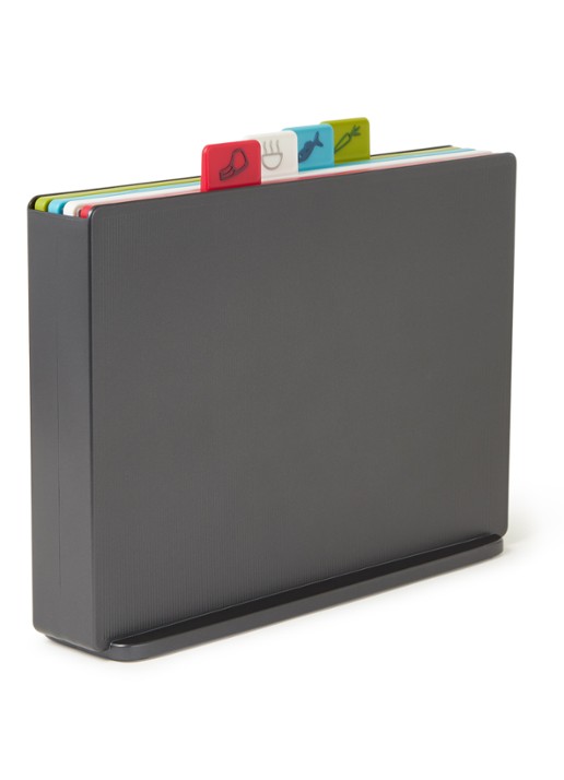 Joseph Joseph Index L snijplank 24 x 34 cm set van 4 - voorkant donkergrijs
