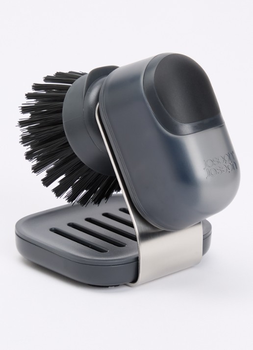 Joseph Joseph SinkTech zeepdispenser met afwasborstel  - voorkant 2 zwart