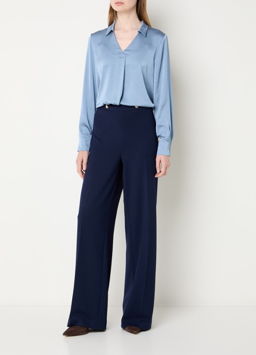 Joseph Ribkoff Blouse met kraag - voorkant 3 staalblauw
