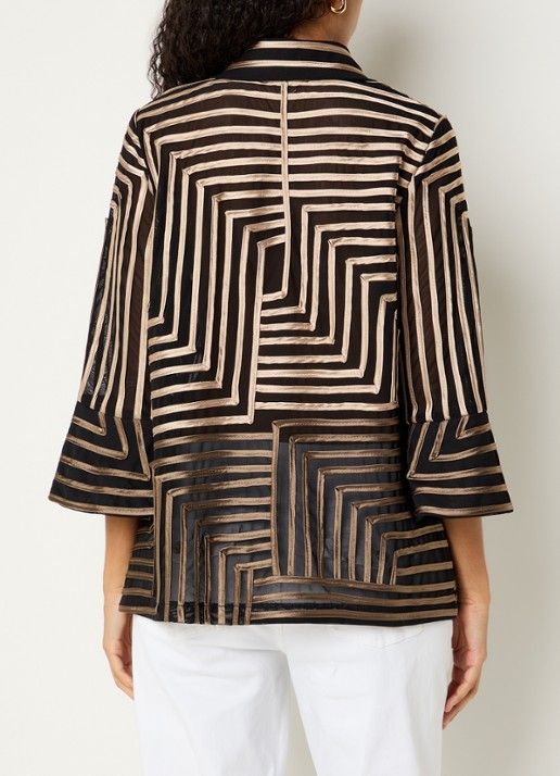 Joseph Ribkoff Blouse van mesh met streepprint - achterkant 3 zwart