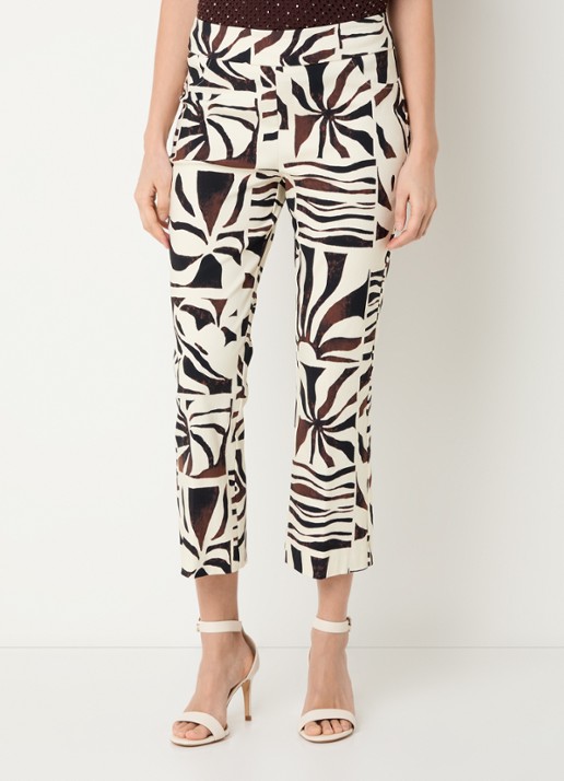 Joseph Ribkoff Cropped mid waist slim fit pantalon met grafische print