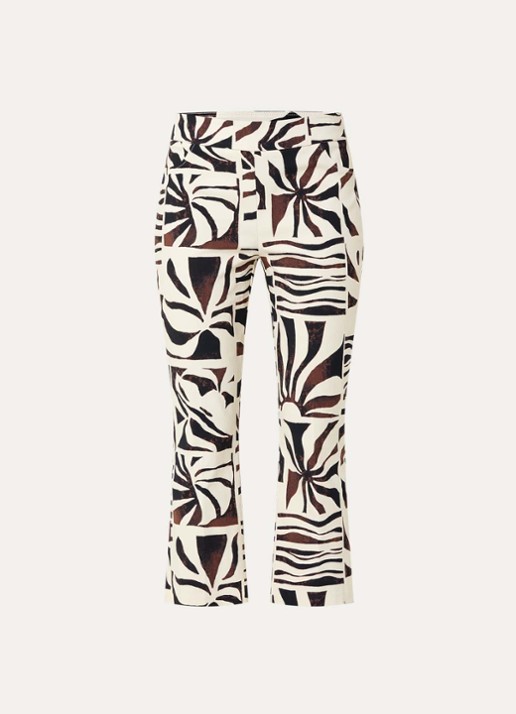 Joseph Ribkoff Cropped mid waist slim fit pantalon met grafische print - voorkant 3 creme