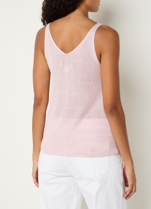 Joseph Ribkoff Grofgebreide tanktop met strass - achterkant lichtroze