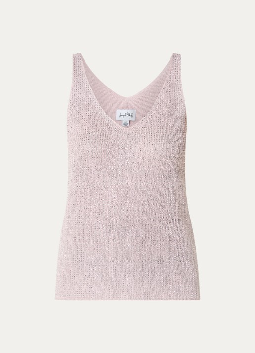 Joseph Ribkoff Grofgebreide tanktop met strass - voorkant 2 lichtroze