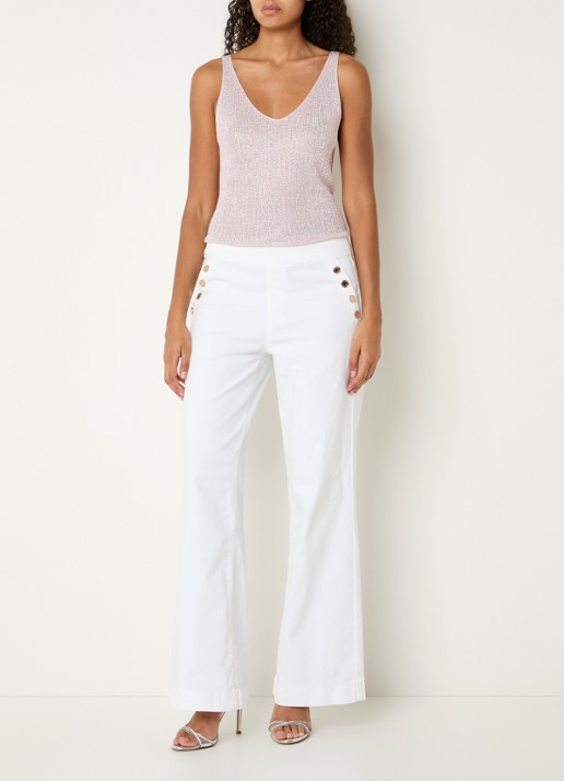 Joseph Ribkoff Grofgebreide tanktop met strass - voorkant 3 lichtroze