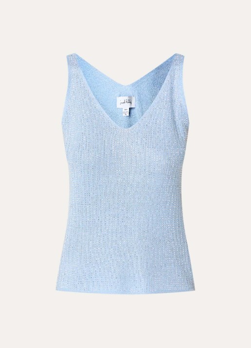 Joseph Ribkoff Grofgebreide tanktop met strass - voorkant 2 blauwgrijs