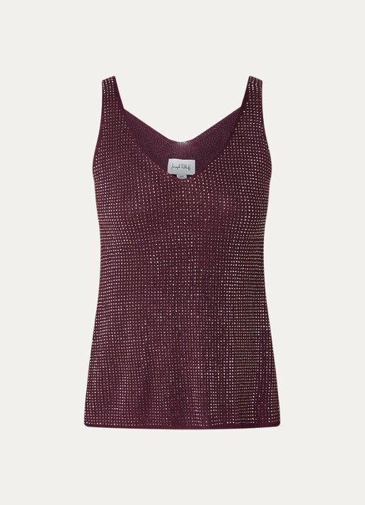Joseph Ribkoff Grofgebreide tanktop met strass - voorkant 3 aubergine