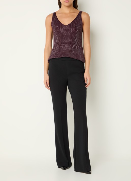 Joseph Ribkoff Grofgebreide tanktop met strass - voorkant 4 aubergine