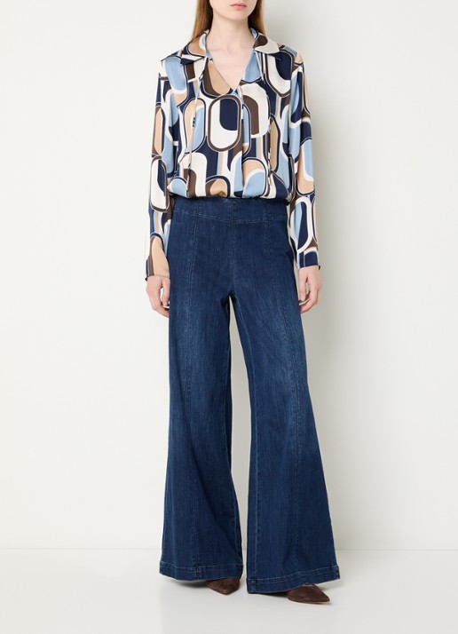 Joseph Ribkoff High waist flared fit jeans met donkere wassing - voorkant 3 indigo