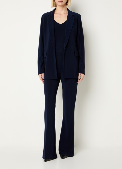 Joseph Ribkoff High waist flared fit pantalon met persplooi - voorkant 2 donkerblauw