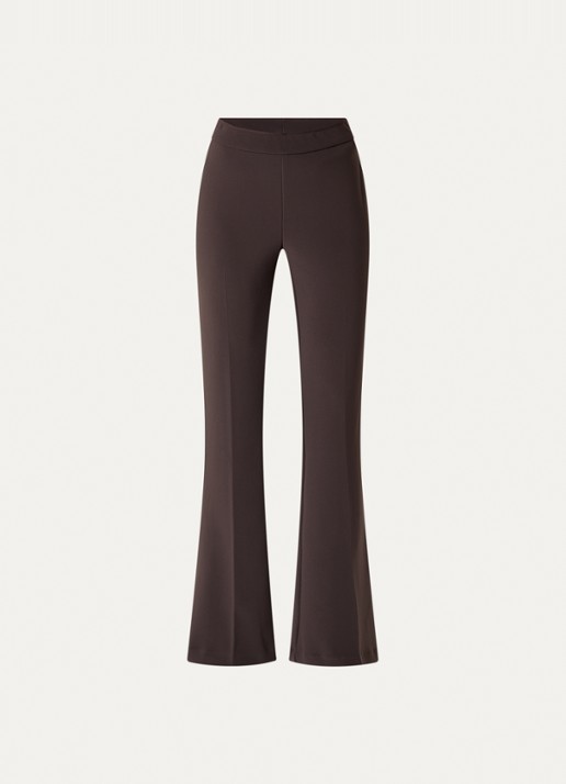 Joseph Ribkoff High waist flared fit pantalon met stretch - voorkant donkerbruin