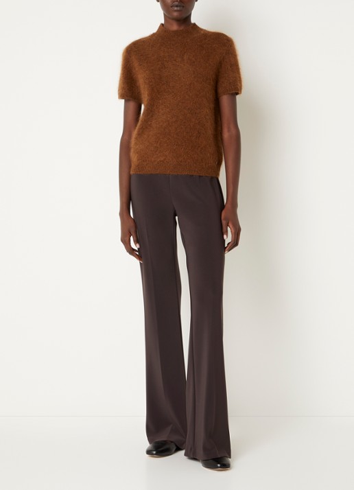 Joseph Ribkoff High waist flared fit pantalon met stretch - voorkant 2 donkerbruin