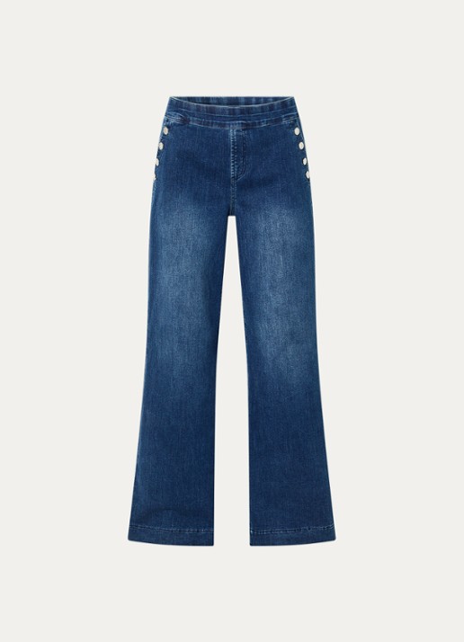 Joseph Ribkoff High waist flared jeans met donkere wassing - voorkant 3 indigo