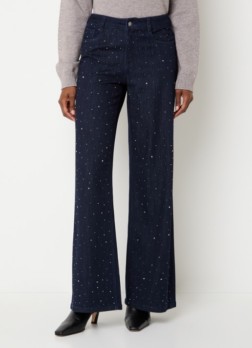 Joseph Ribkoff High waist flared jeans met strass en steekzakken