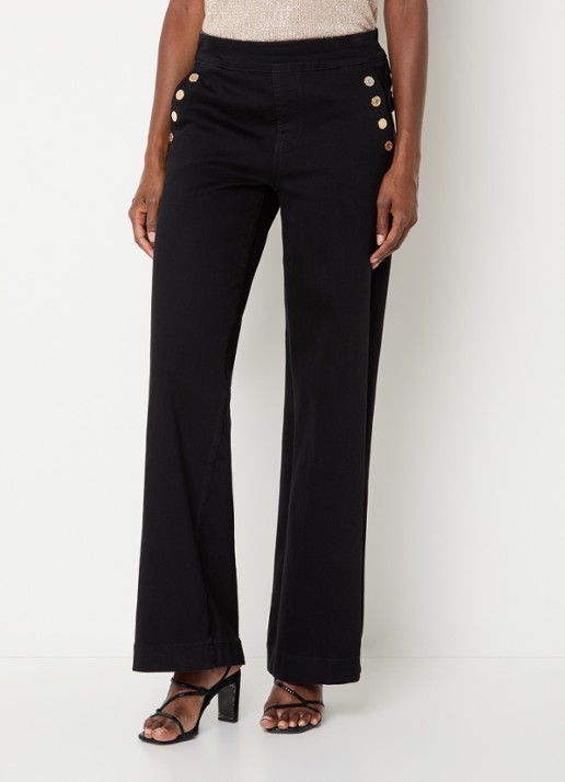 Joseph Ribkoff High waist loose fit jeans met gekleurde wassing en knoopdetail