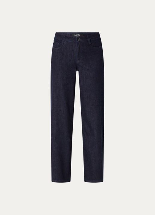 Joseph Ribkoff High waist loose fit jeans met lichte wassing - voorkant donkerblauw