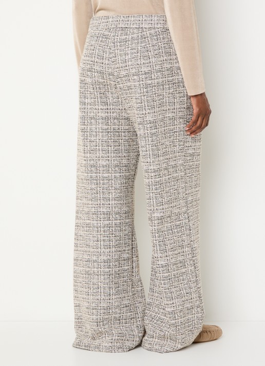 Joseph Ribkoff High waist loose fit pantalon met tweed-look en steekzakken - achterkant 4 beige