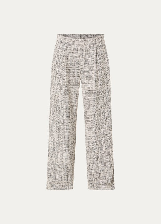 Joseph Ribkoff High waist loose fit pantalon met tweed-look en steekzakken - voorkant 2 beige