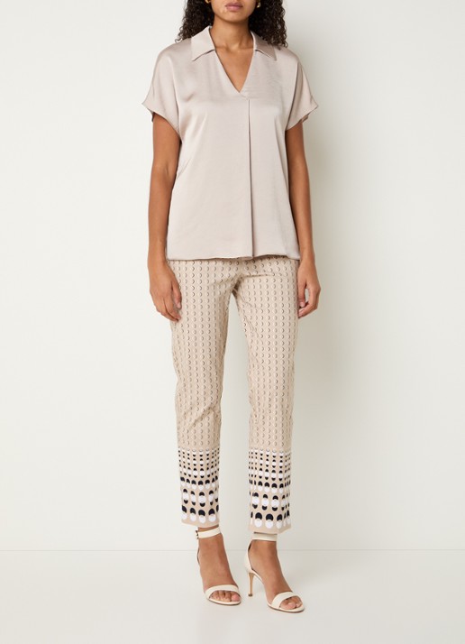 Joseph Ribkoff High waist slim fit pantalon met print - voorkant 2 beige