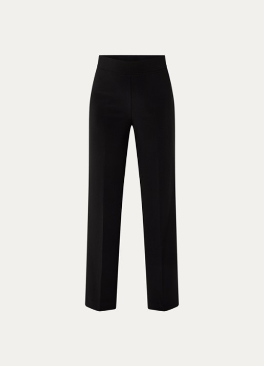 Joseph Ribkoff High waist straight fit pantalon met persplooi - voorkant zwart