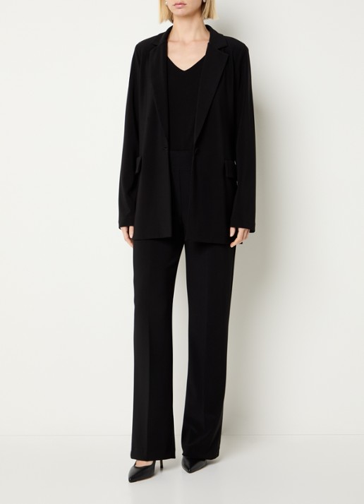 Joseph Ribkoff High waist straight fit pantalon met persplooi - voorkant 2 zwart