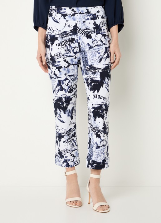 Joseph Ribkoff High waist tapered fit cropped broek met print