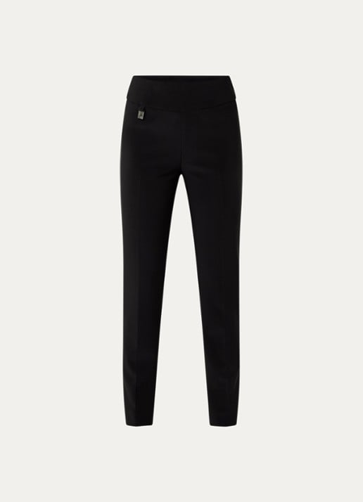 Joseph Ribkoff High waist tapered fit pantalon met persplooi - voorkant 3 zwart