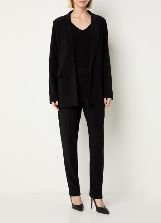 Joseph Ribkoff High waist tapered fit pantalon met persplooi - voorkant 4 zwart