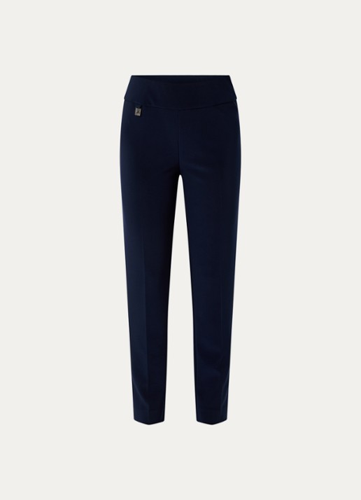 Joseph Ribkoff High waist tapered fit pantalon met persplooi - voorkant donkerblauw