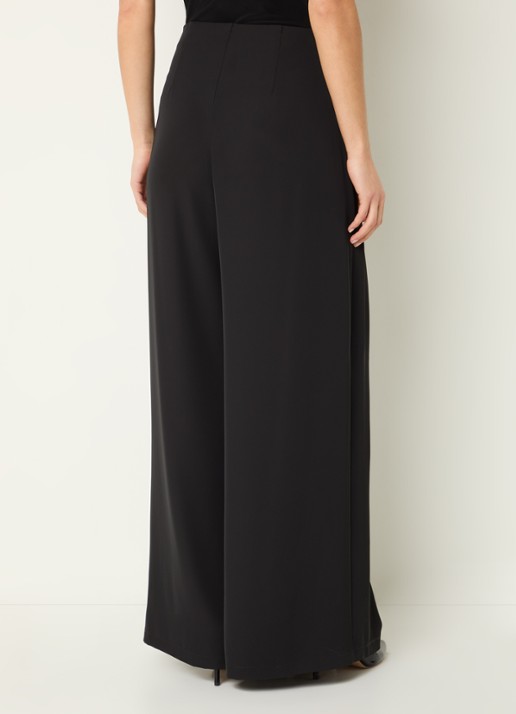 Joseph Ribkoff High waist wide fit palazzo broek met plooidetail - achterkant zwart
