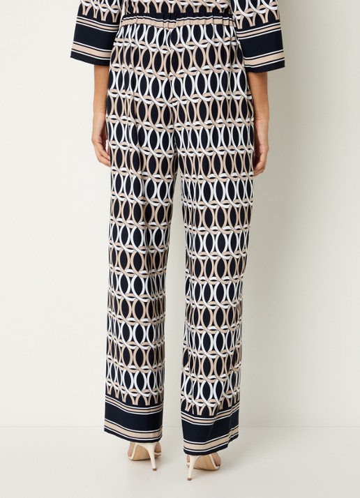 Joseph Ribkoff High waist wide fit palazzo broek met print - achterkant zwart