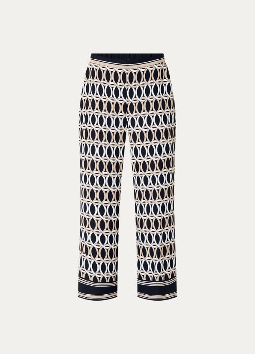 Joseph Ribkoff High waist wide fit palazzo broek met print - voorkant 2 zwart