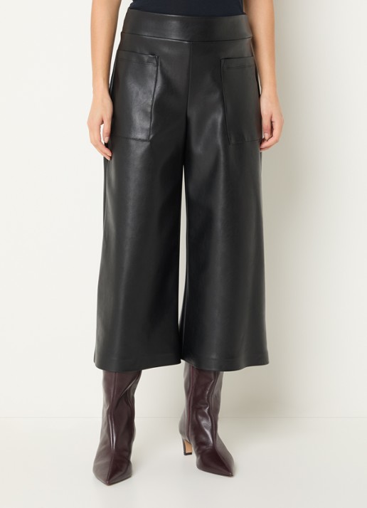 Joseph Ribkoff High waist wide fit palazzo broek van imitatieleer