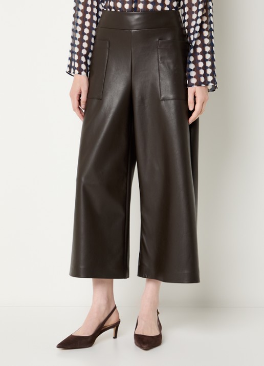 Joseph Ribkoff High waist wide fit palazzo broek van imitatieleer