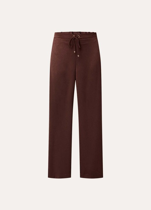 Joseph Ribkoff High waist wide fit pantalon met structuur - voorkant kastanjebruin