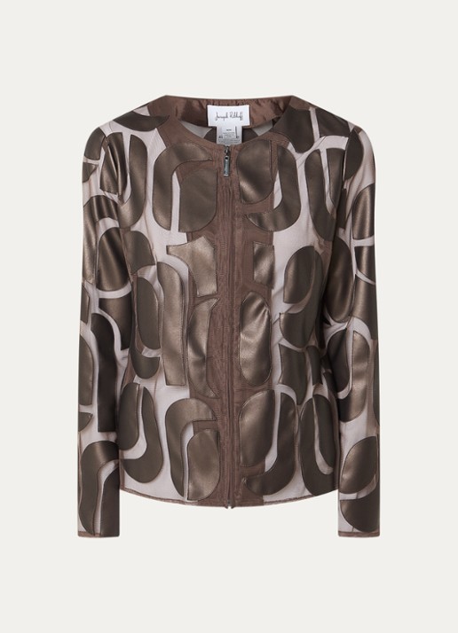 Joseph Ribkoff Jack met leren details - voorkant donkerbruin