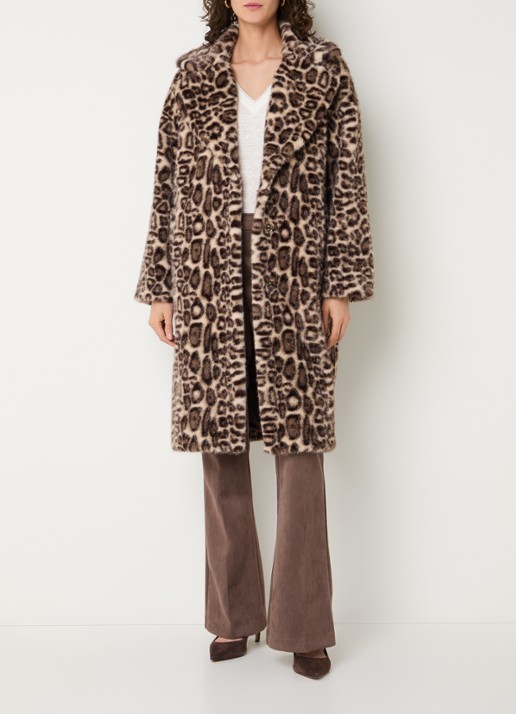 Joseph Ribkoff Jas met dierenprint en steekzakken - voorkant 2 beige