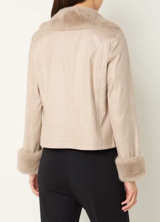 Joseph Ribkoff Jas van imitatiebont met steekzakken - achterkant 4 beige