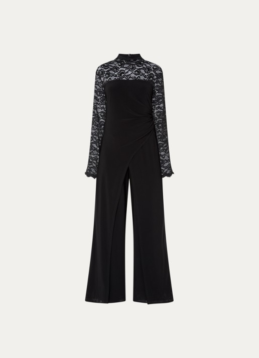 Joseph Ribkoff Jumpsuit met details van kant - voorkant 3 zwart