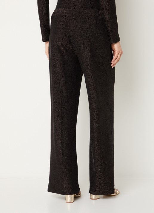 Joseph Ribkoff Low waist loose fit broek met lurex - achterkant donkerbruin