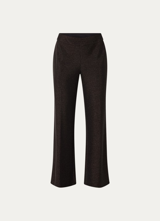 Joseph Ribkoff Low waist loose fit broek met lurex - voorkant 2 donkerbruin