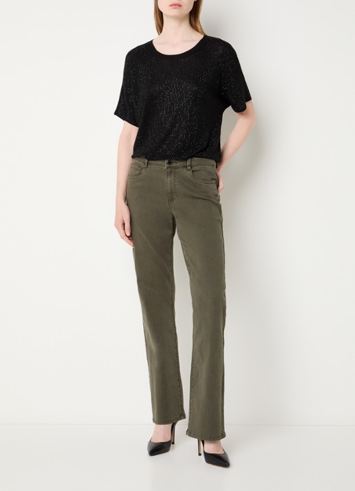 Joseph Ribkoff Low waist skinny fit jeans met gekleurde wassing - voorkant 4 olijfgroen